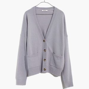 Madewell short kent ex-boyfriend cardigan sweater - Heather Shadow
